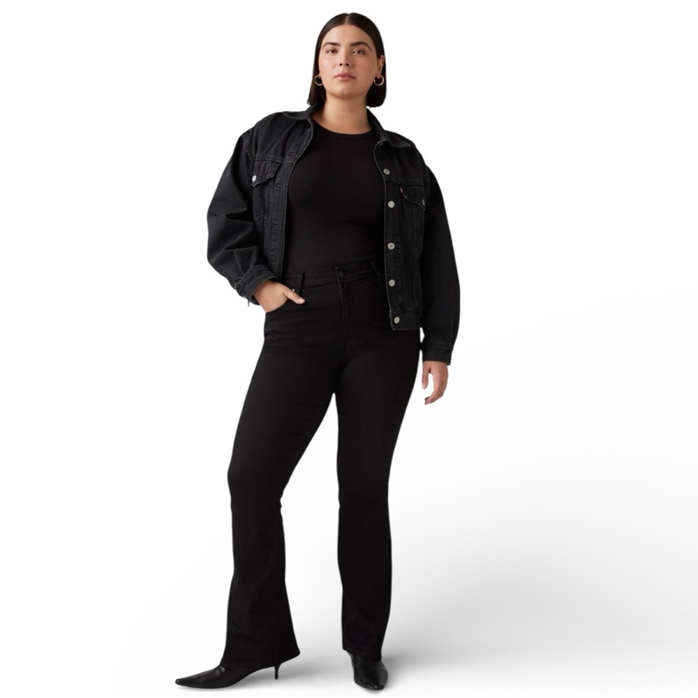 Levi’s 726 High Rise Flare Jeans Black Stretch Denim  Size 31 x 30